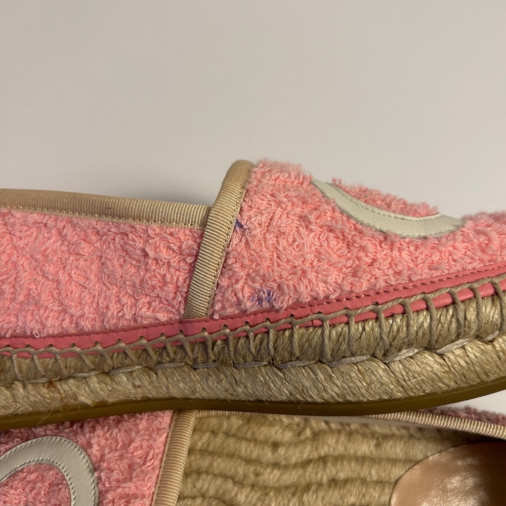 Gucci Pilar Dusty Pink Interlocking G Logo Terrycloth Espadrilles Size 6.5 - Picture 5 of 9